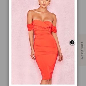 House of CB Anaelle orange crepe off shoulder
